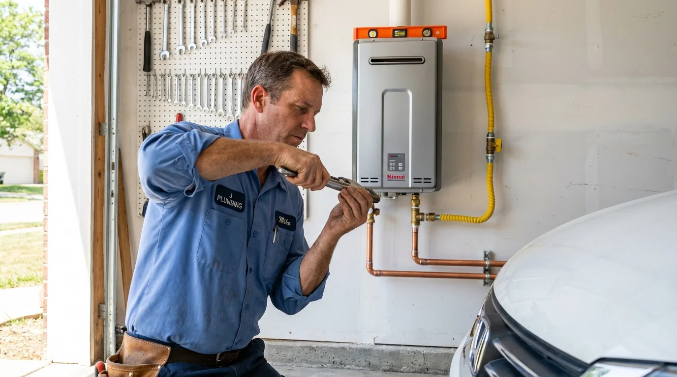 Tankless water heater installation by a Johns Plumbing LLC plumber in Dover